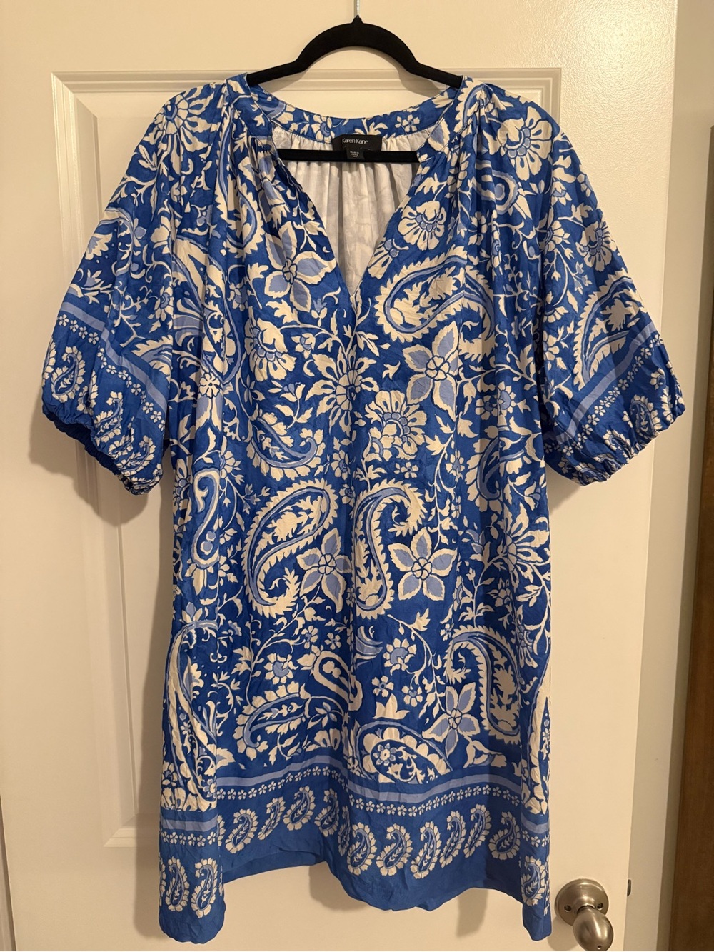 Karen Kane Blue and White Paisley Tunic